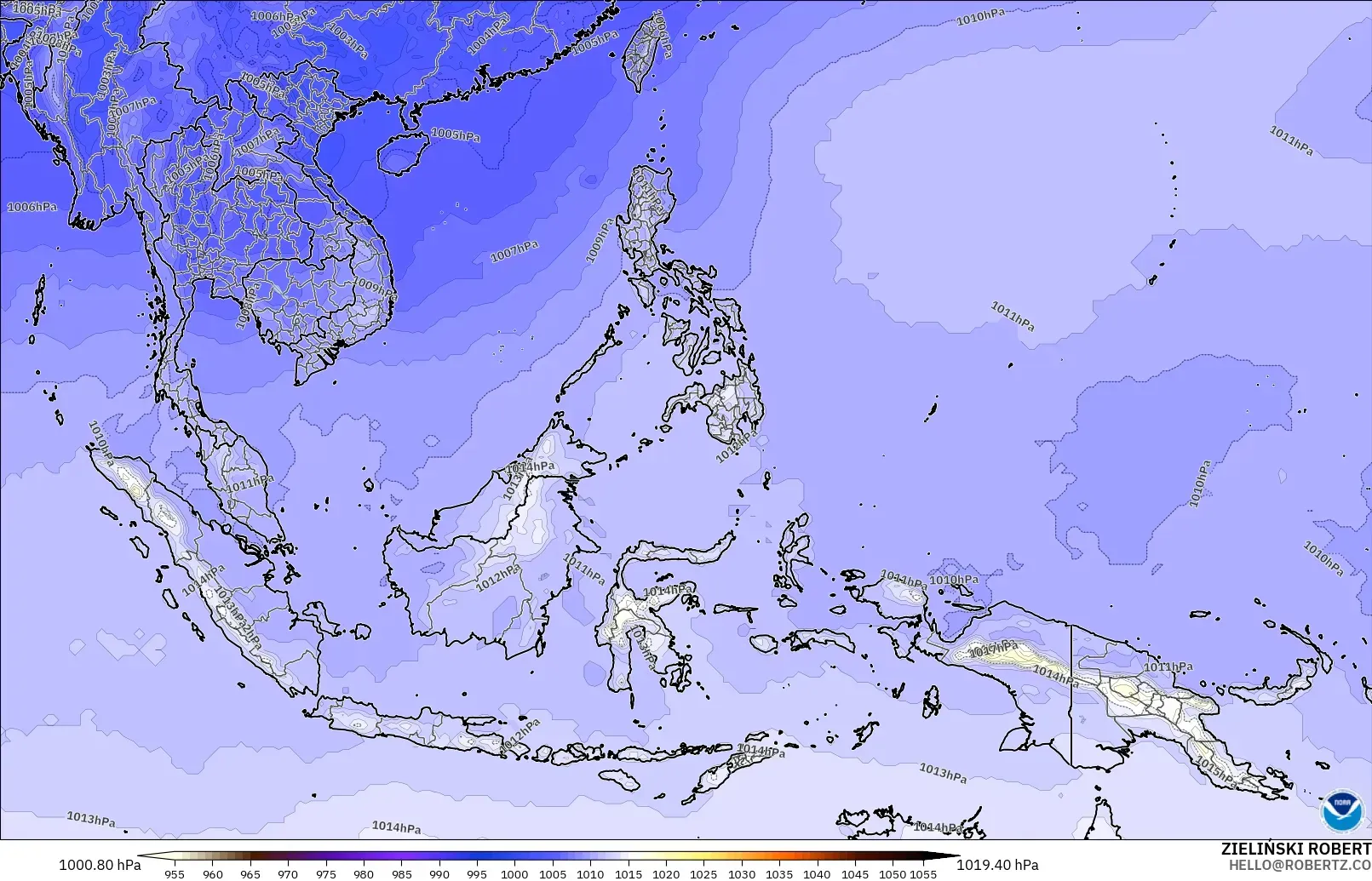 GFS model - South East Asia, Pressure