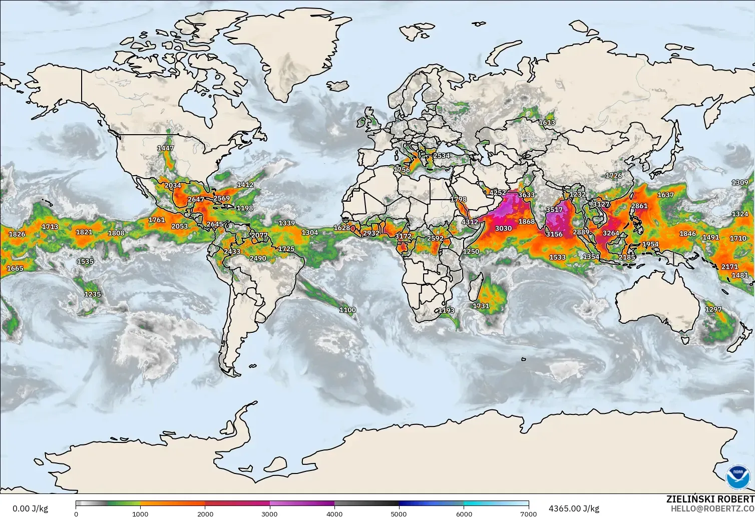 GFS model - World, CAPE