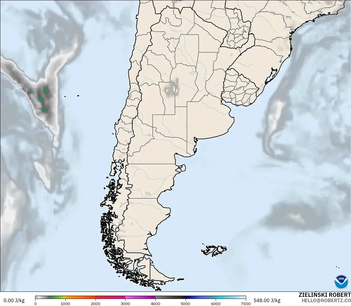 GFS model - Argentina, CAPE