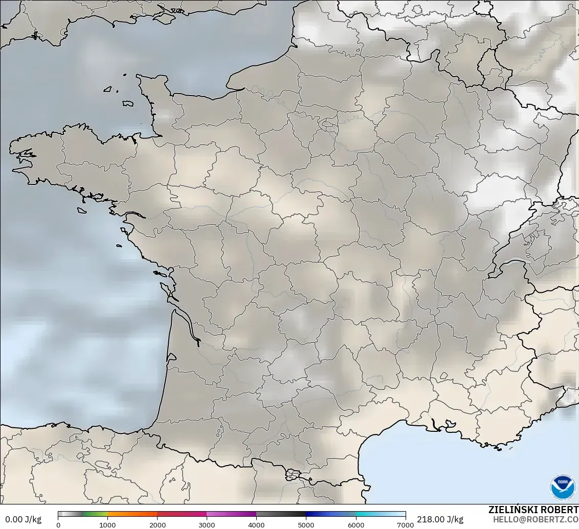 GFS model - France, CAPE