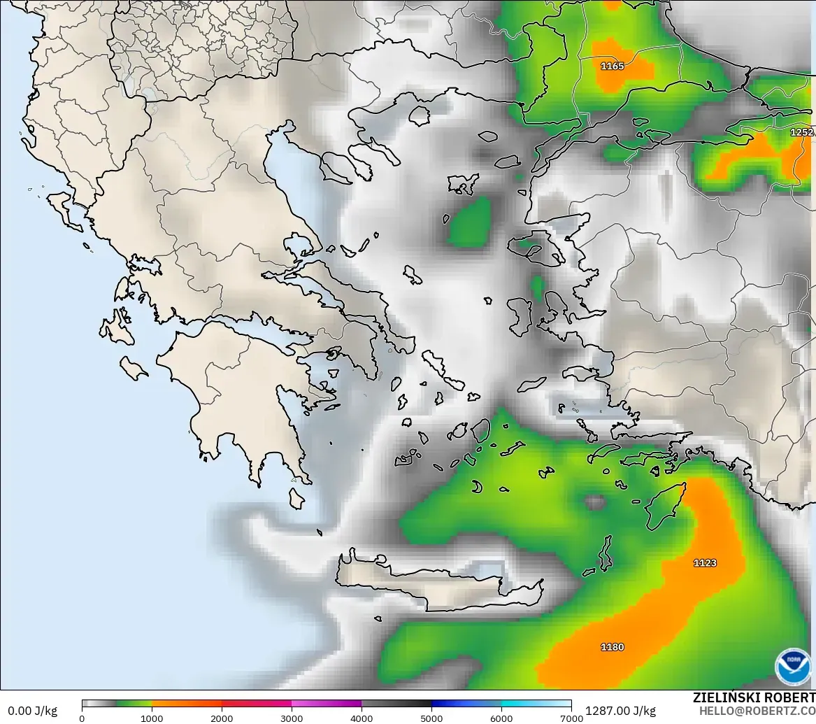 GFS model - Greece, CAPE