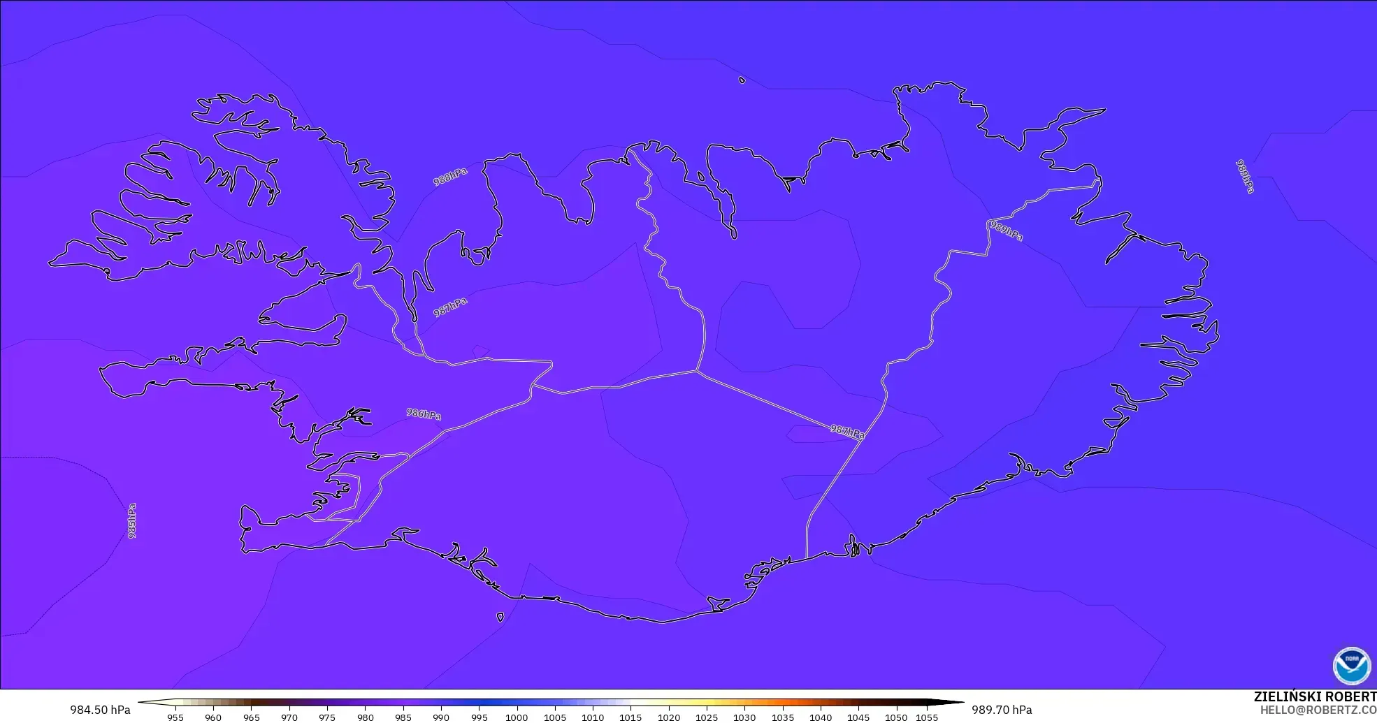 GFS model - Iceland, Pressure
