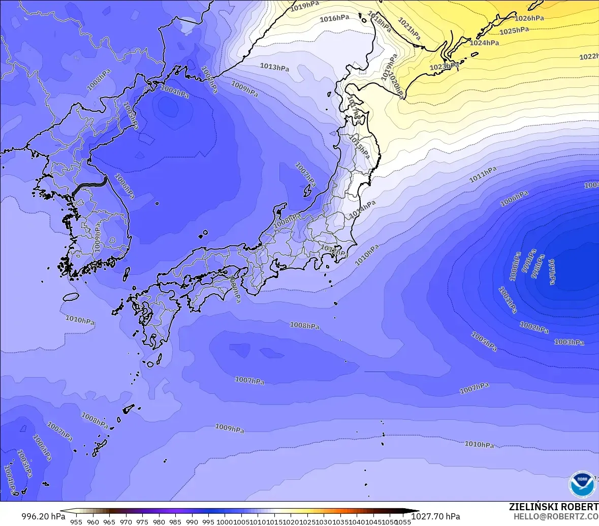 GFS model - Japan, Pressure