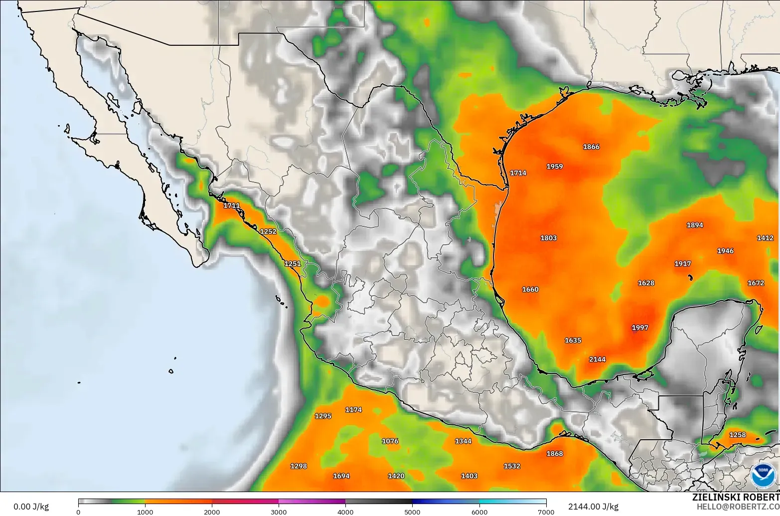 GFS model - Mexico, CAPE