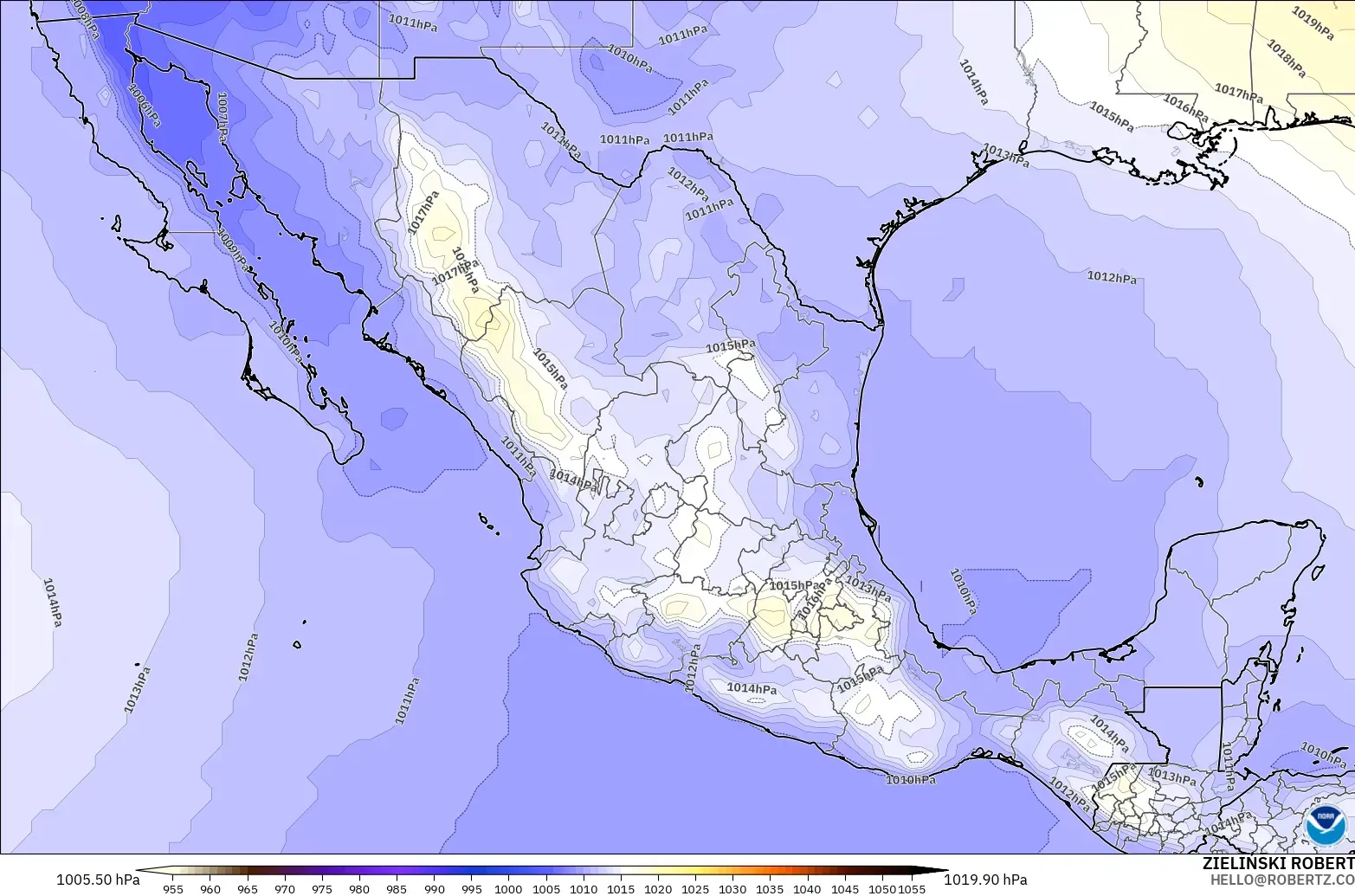 GFS model - Mexico, Pressure