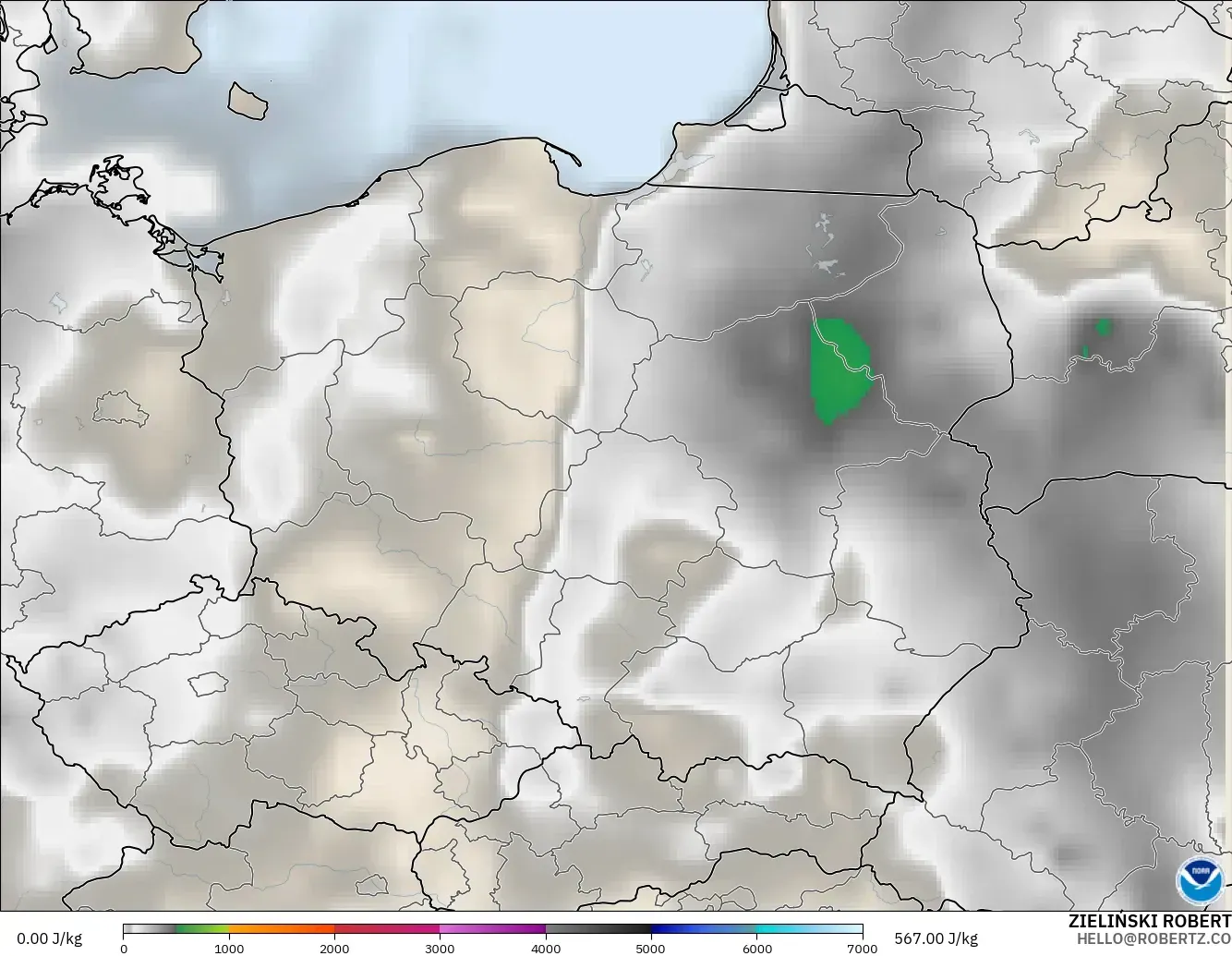 GFS model - Poland, CAPE