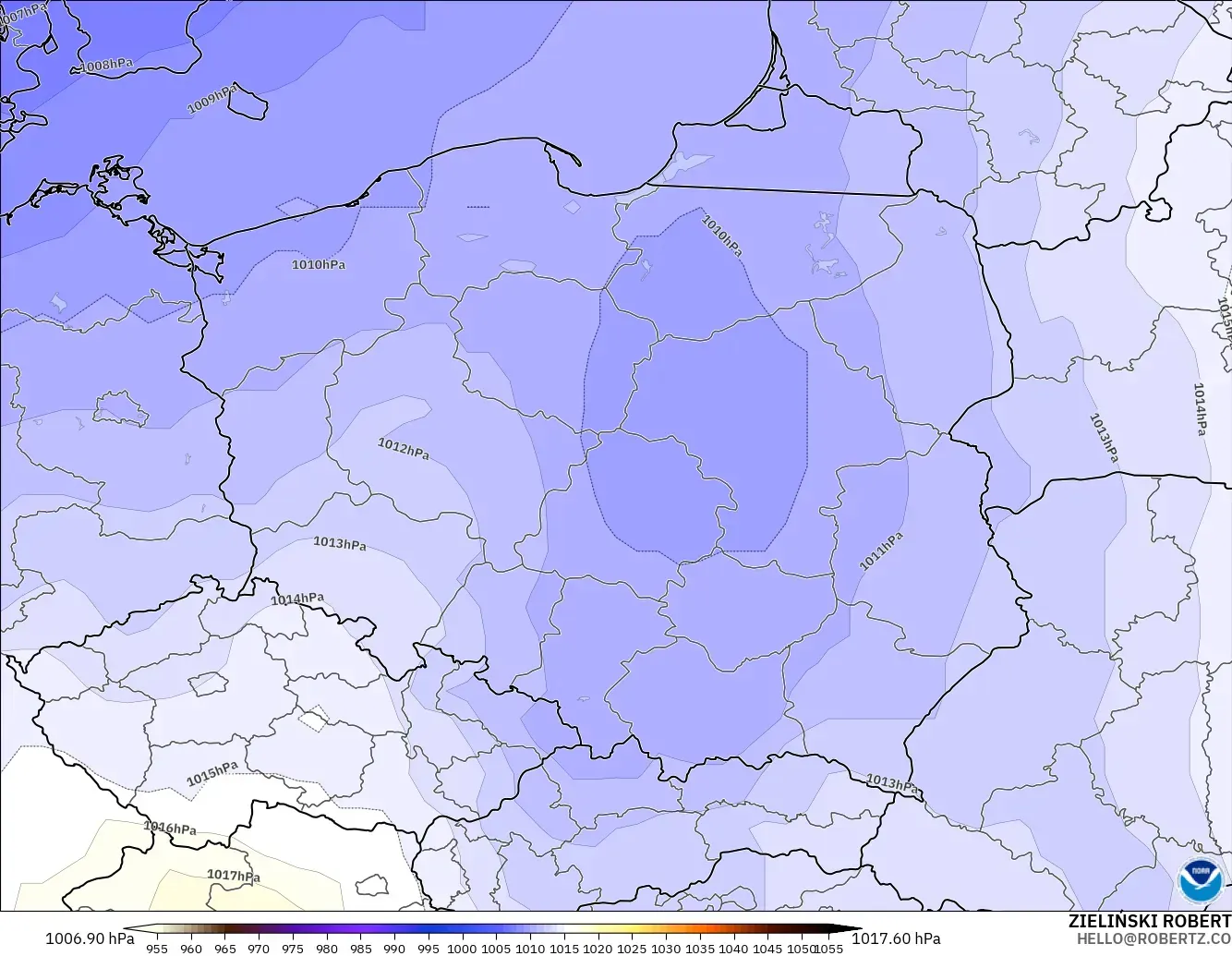 GFS model - Poland, Pressure