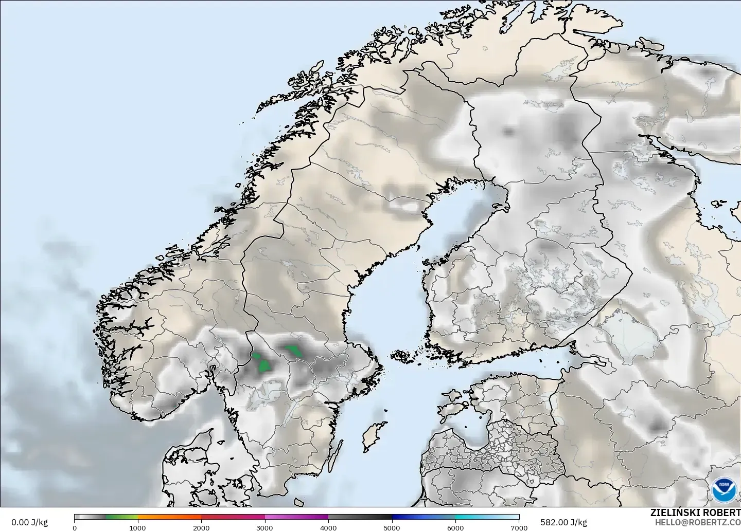 GFS model - Scandinavia, CAPE