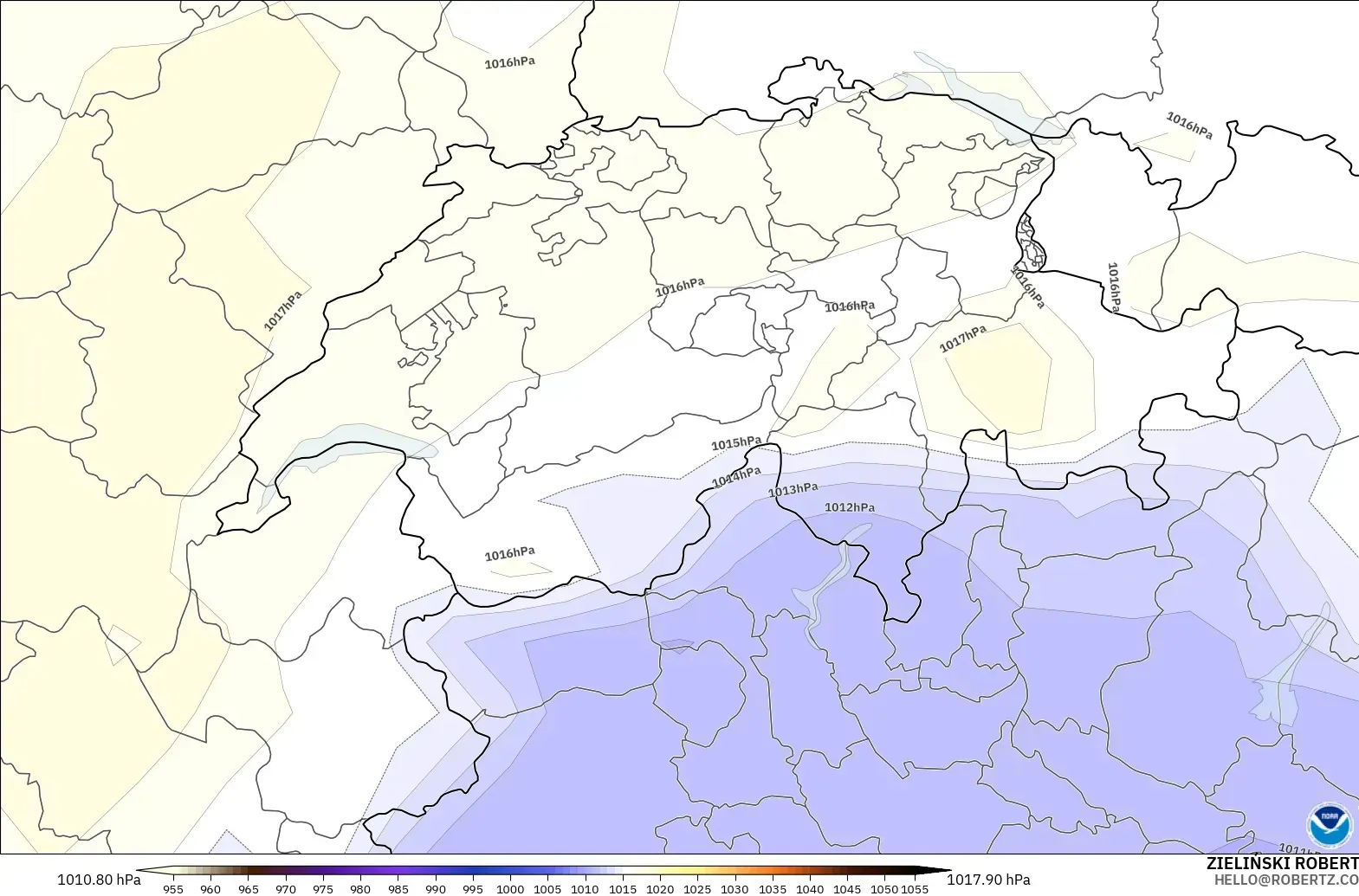 GFS model - Switzerland, Pressure
