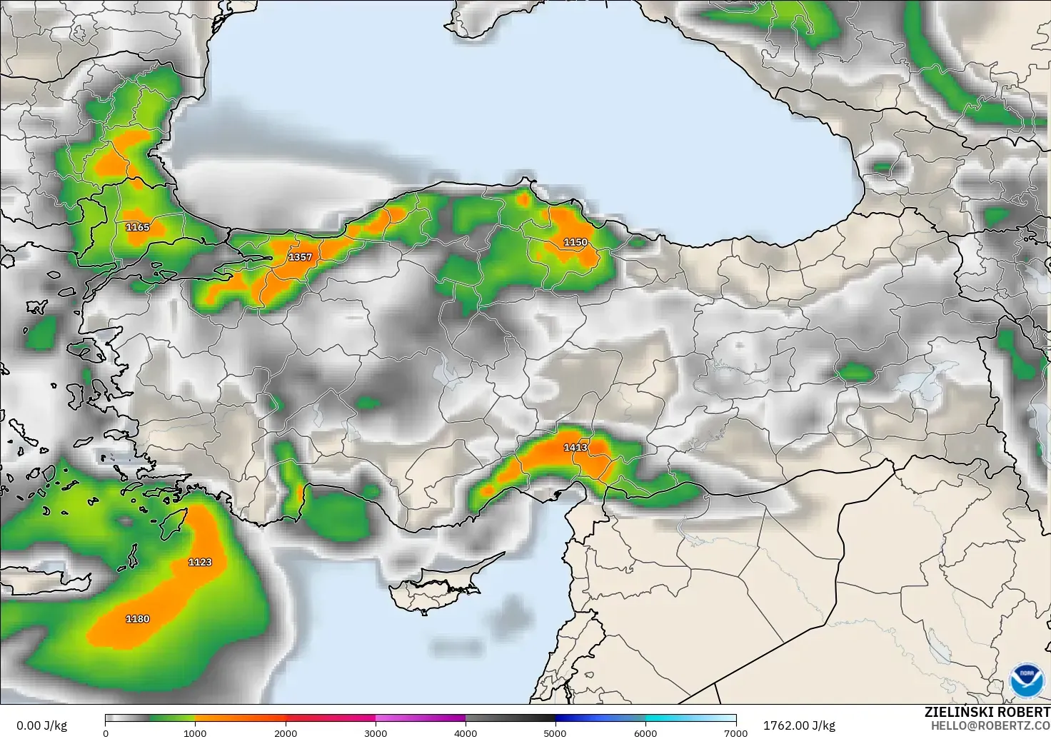 GFS model - Turkey, CAPE