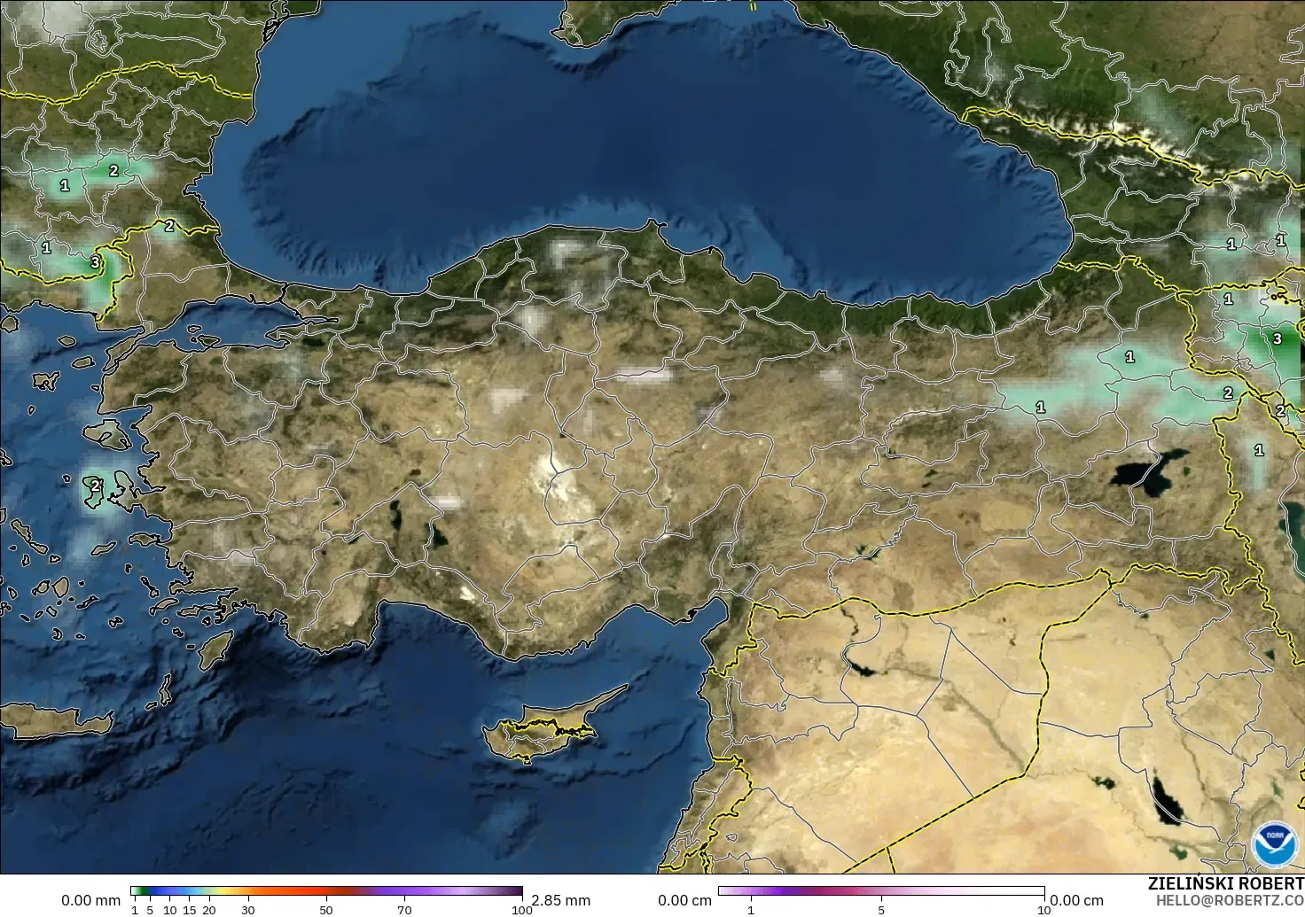 GFS model - Turkey, Precipitation, Clouds, and Pressure