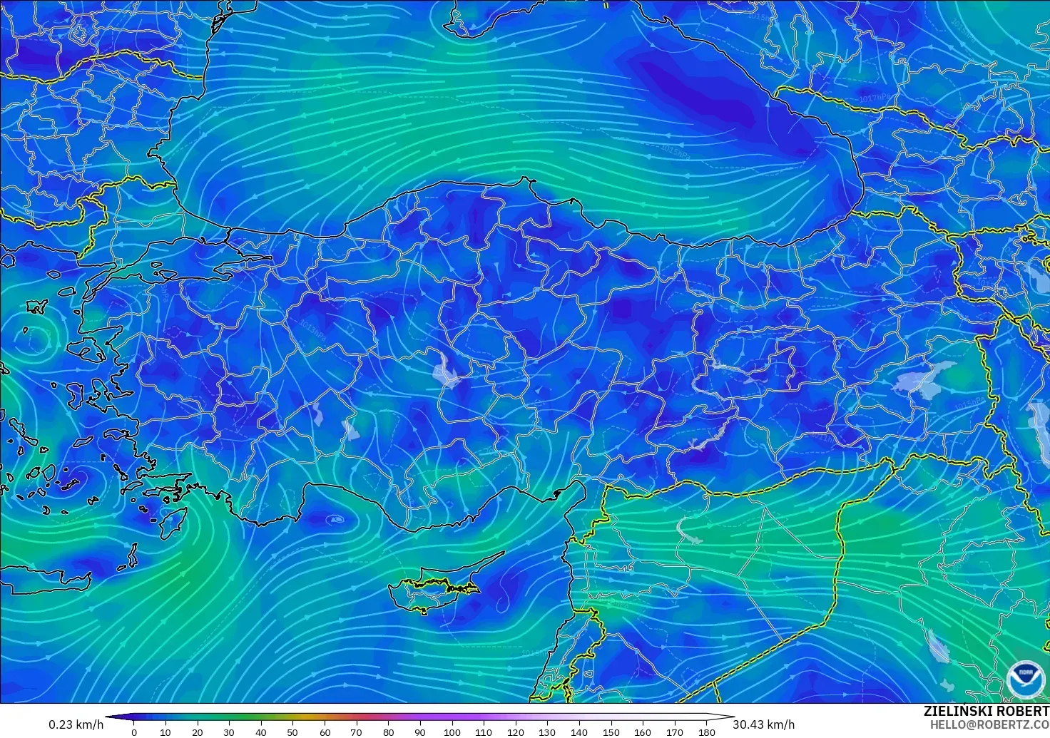 GFS model - Turkey, Wind at 10m