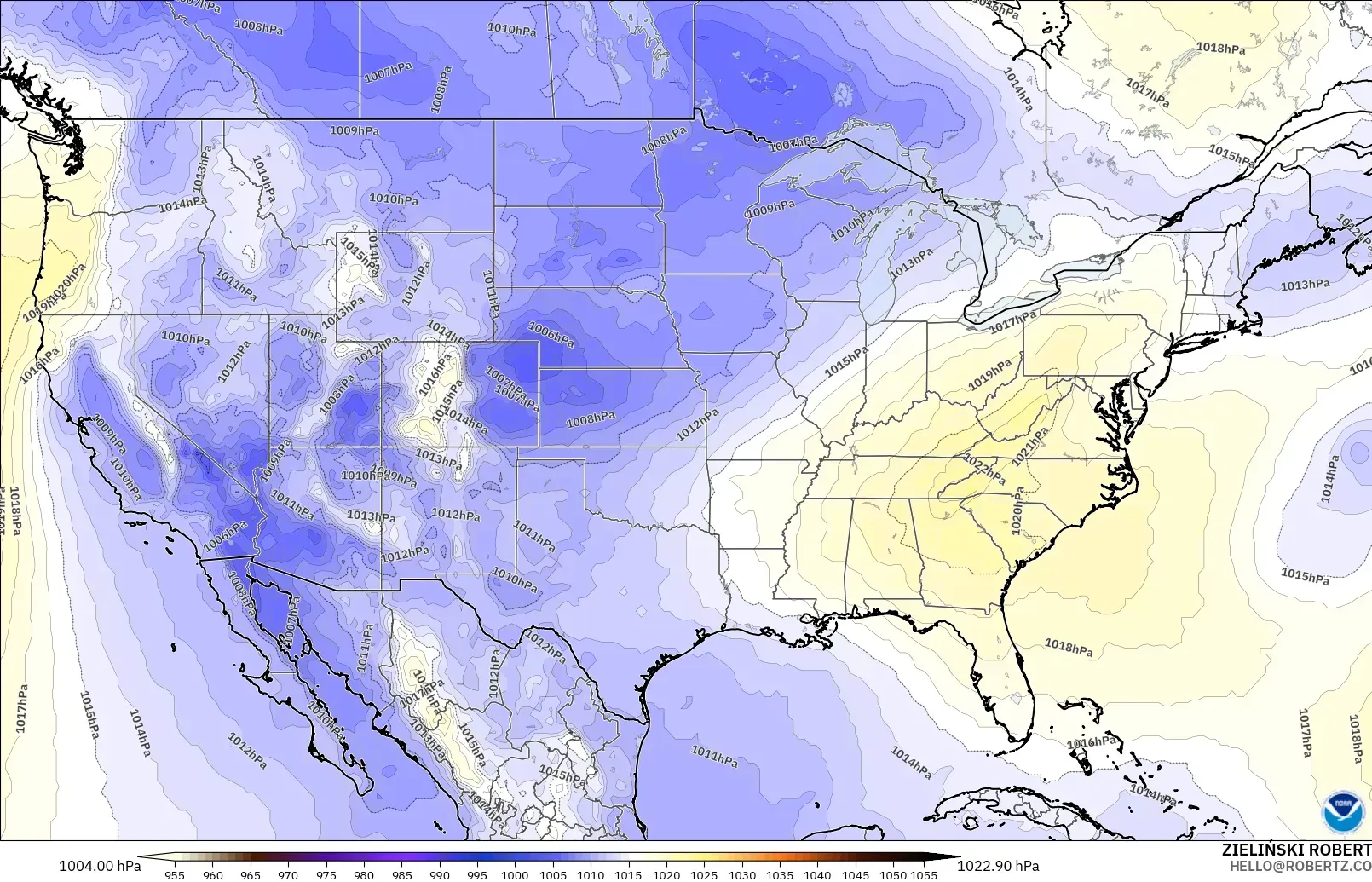 GFS model - United States, Pressure