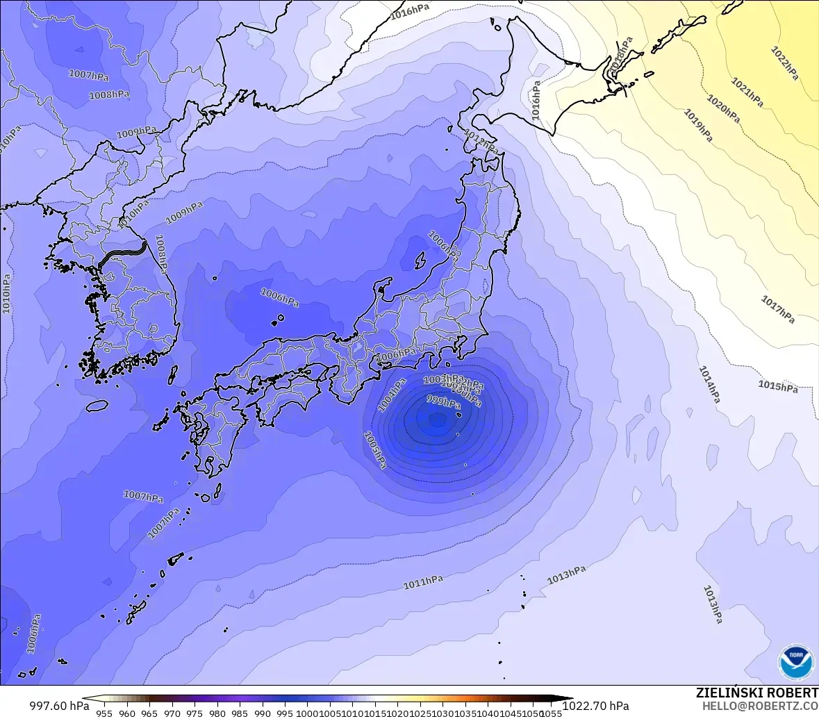 GFS model - Japan, Pressure