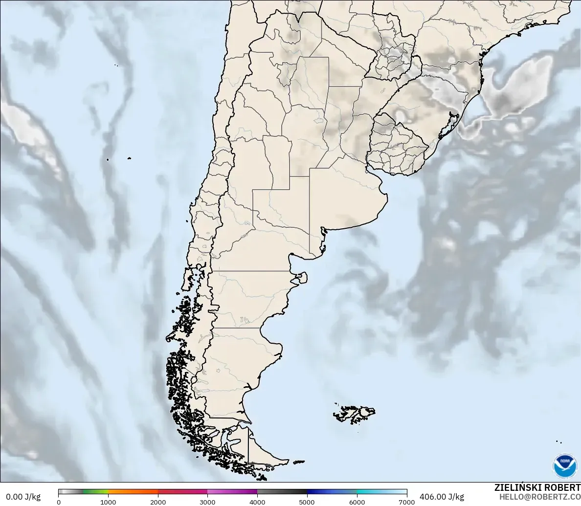 GFS modelo - Argentina, CAPE