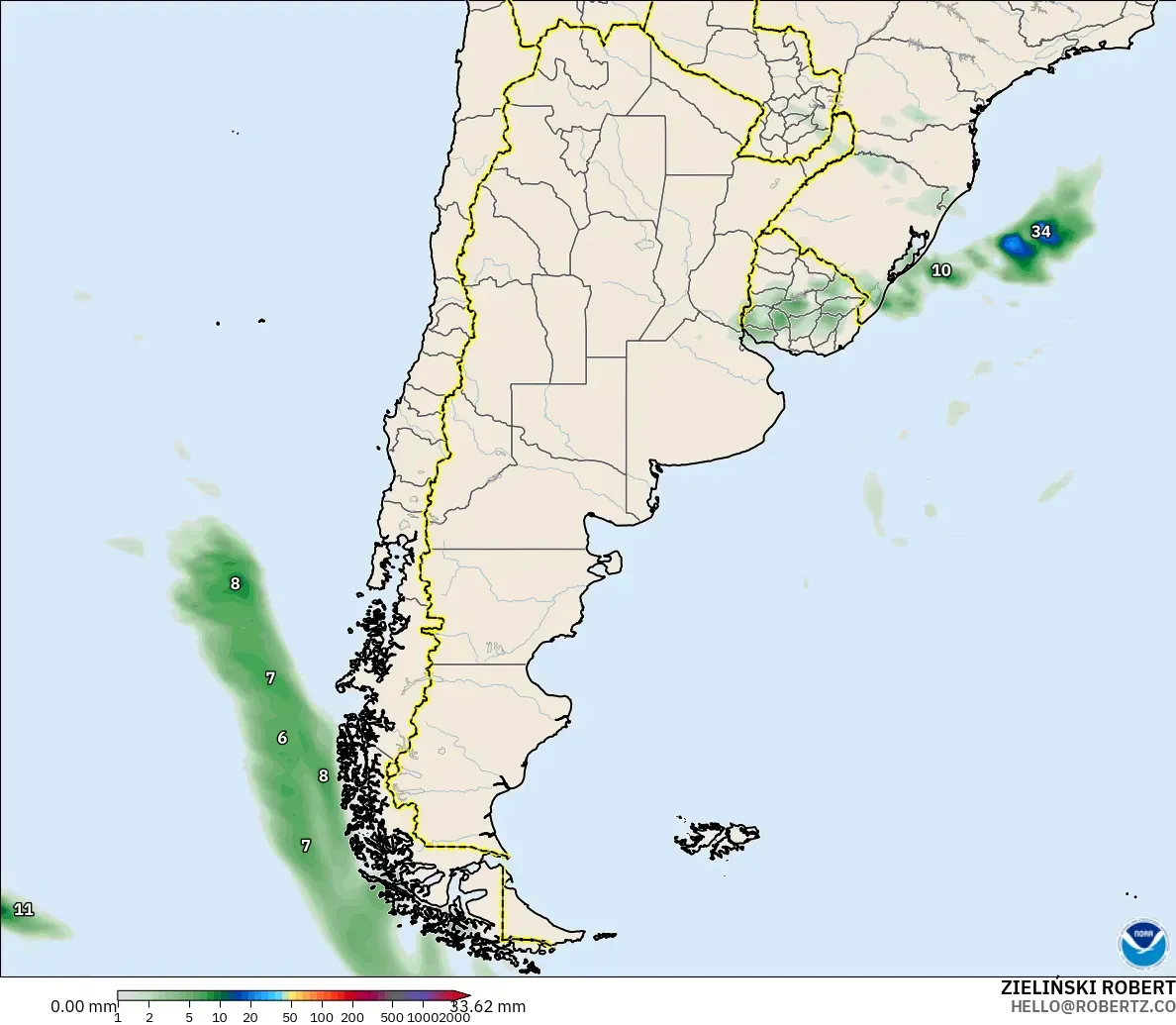 GFS modelo - Argentina, Precipitation Accumulation