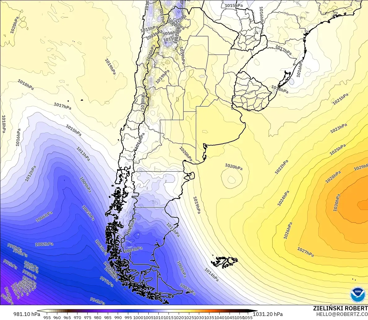 GFS model - Argentina, Tekanan