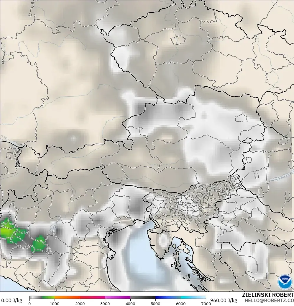 GFS modelo - Austria, CAPE