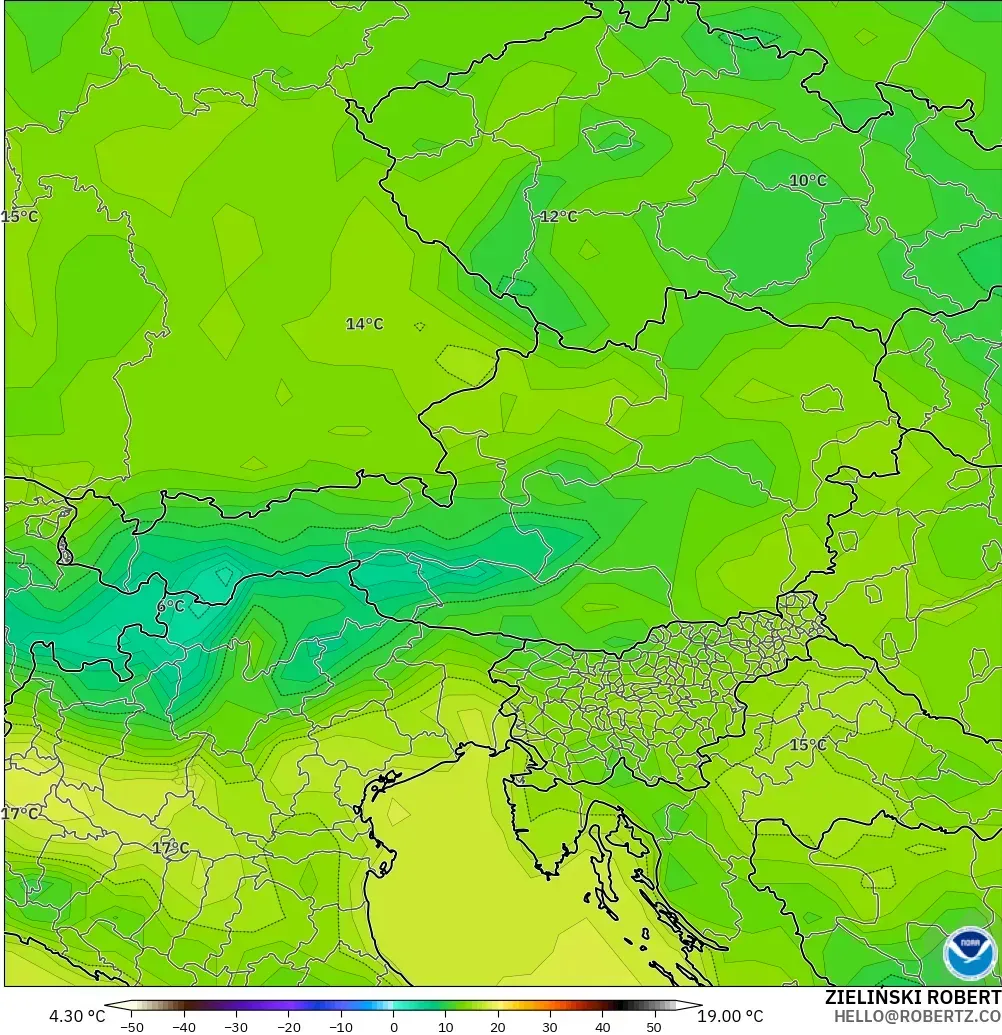 GFS model - Austria, Titik Embun 2 m
