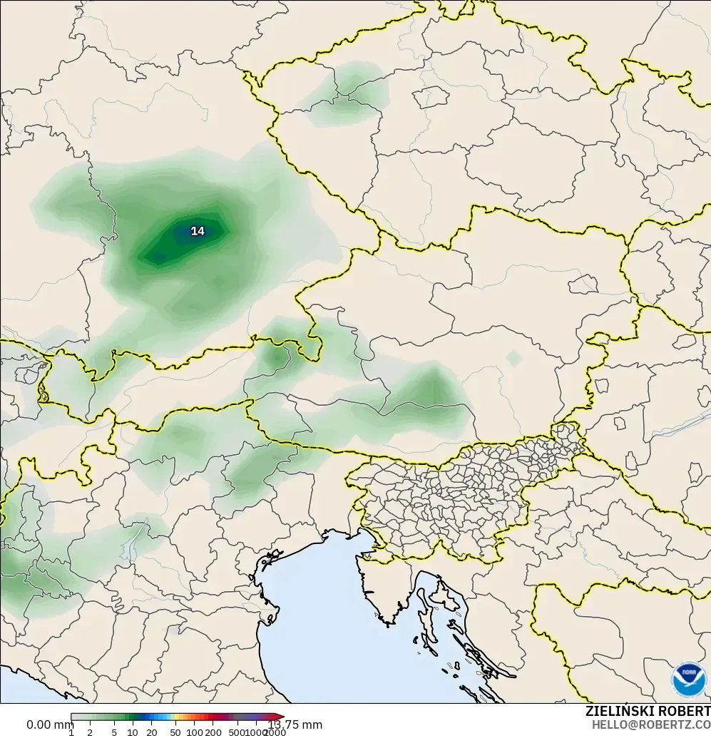 GFS modelo - Austria, Precipitation Accumulation
