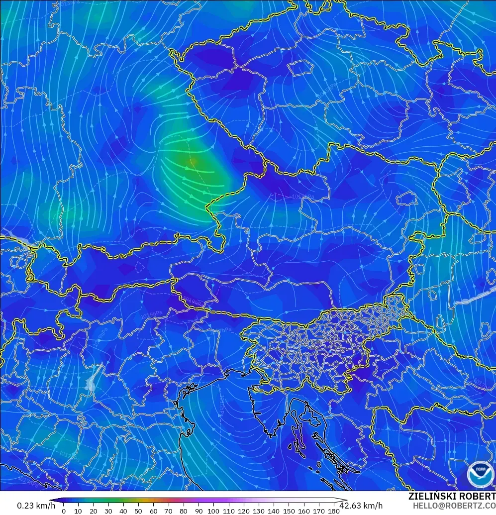 GFS model - Austria, Angin 10 m