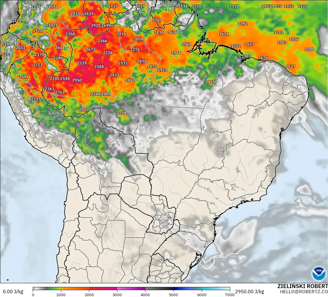 GFS model - Brasil, CAPE