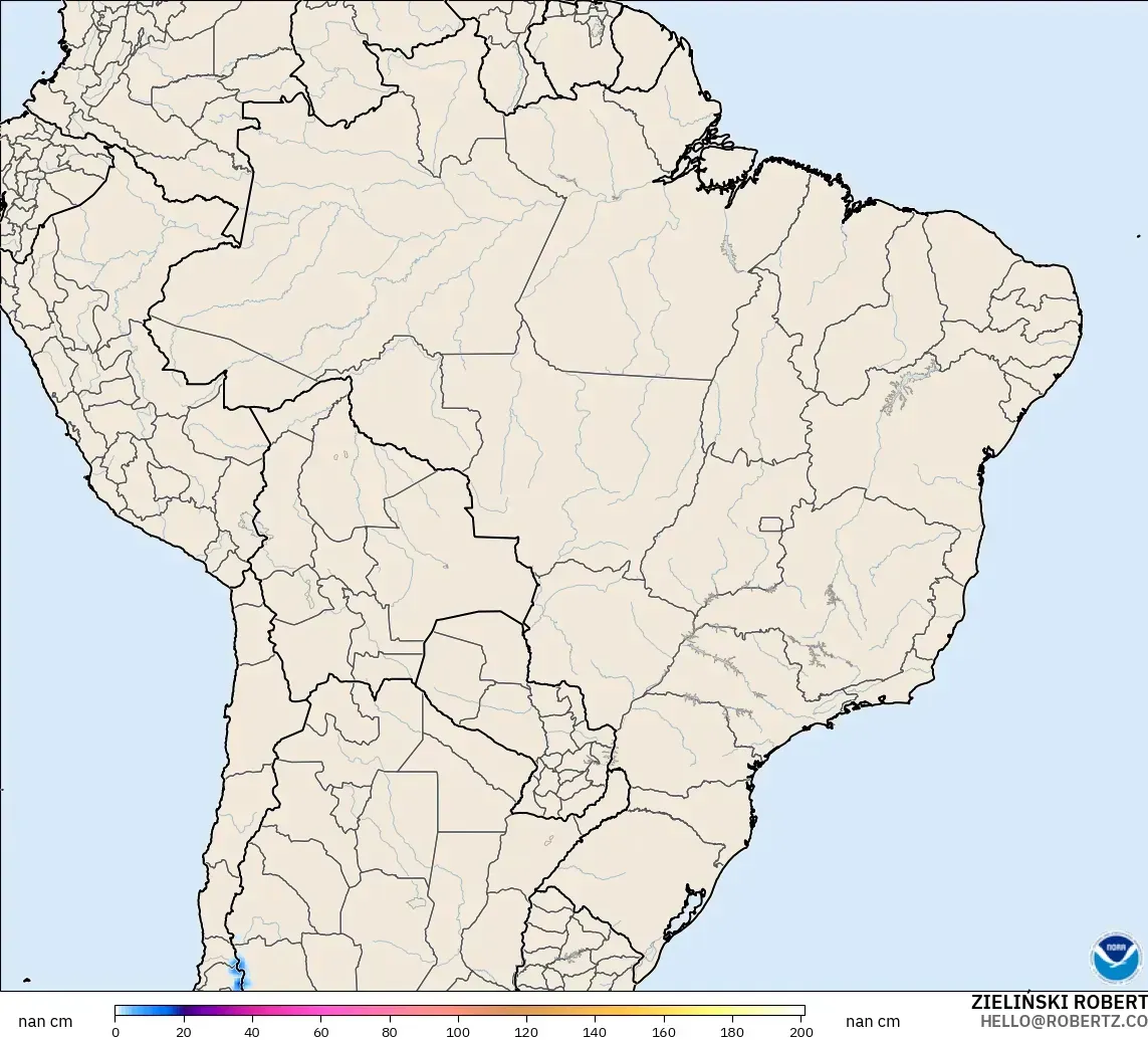 GFS modelo - Brazil, Snow Depth