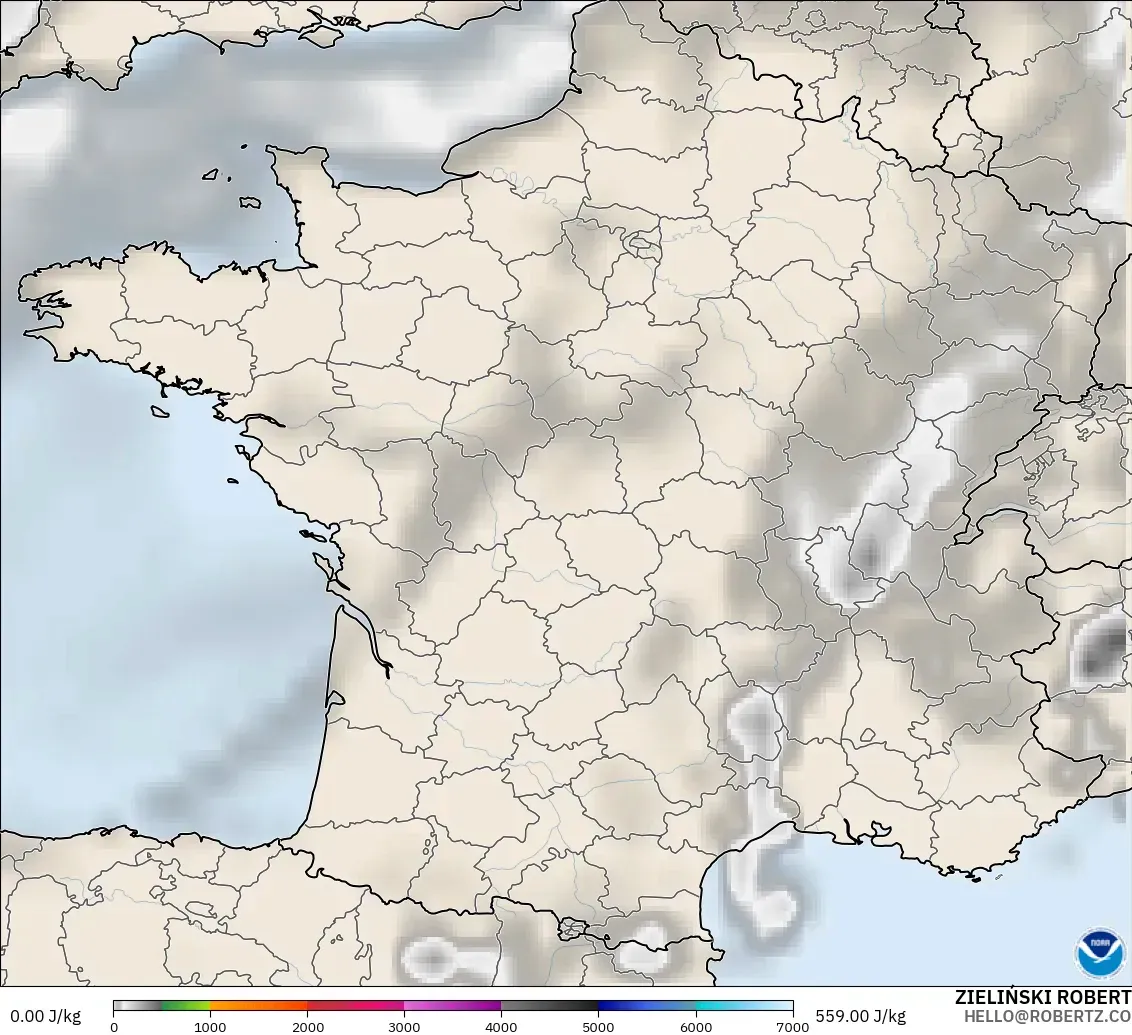GFS modelo - France, CAPE