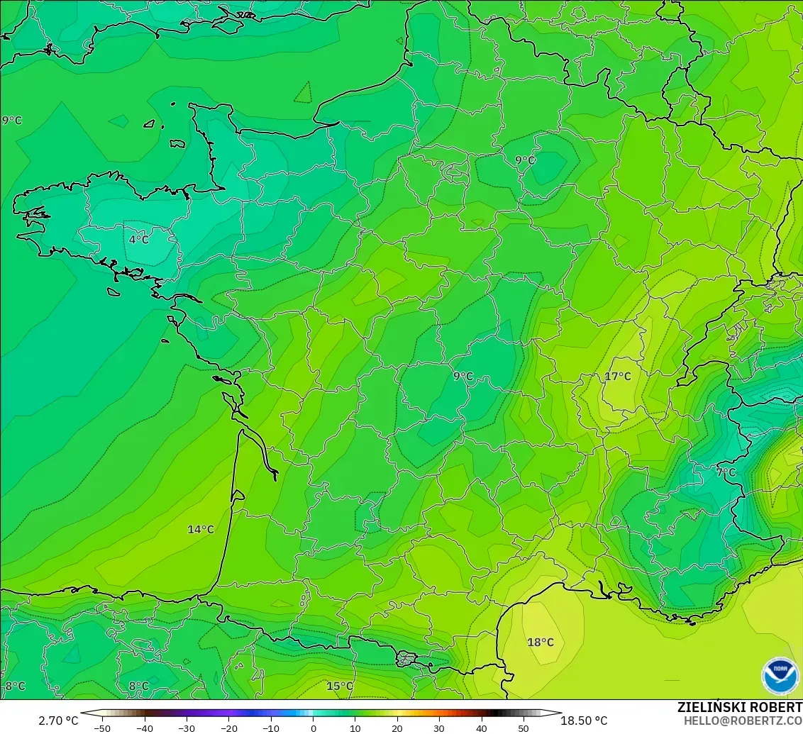 GFS model - Prancis, Titik Embun 2 m