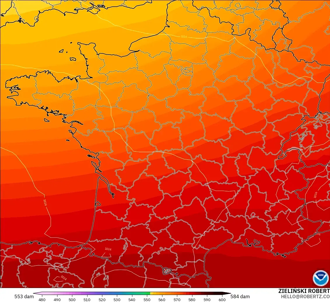 GFS model - Prancis, Ketinggian geopotensial pada 500 hPa