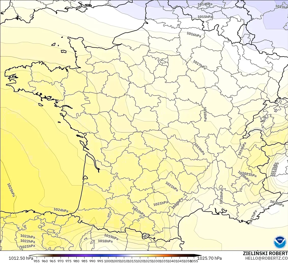 GFS modelo - France, Pressure