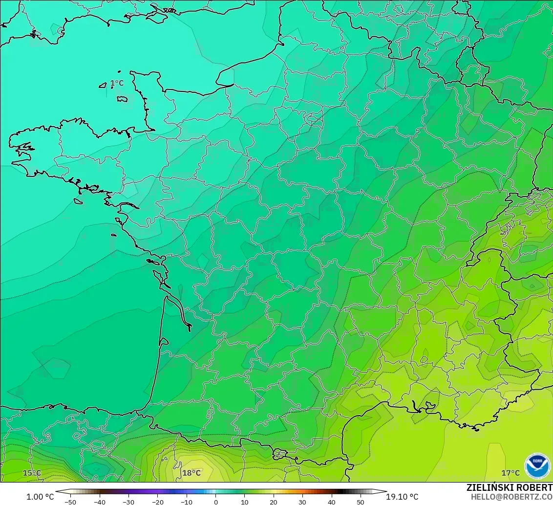 GFS model - Prancis, Suhu 850 hPa