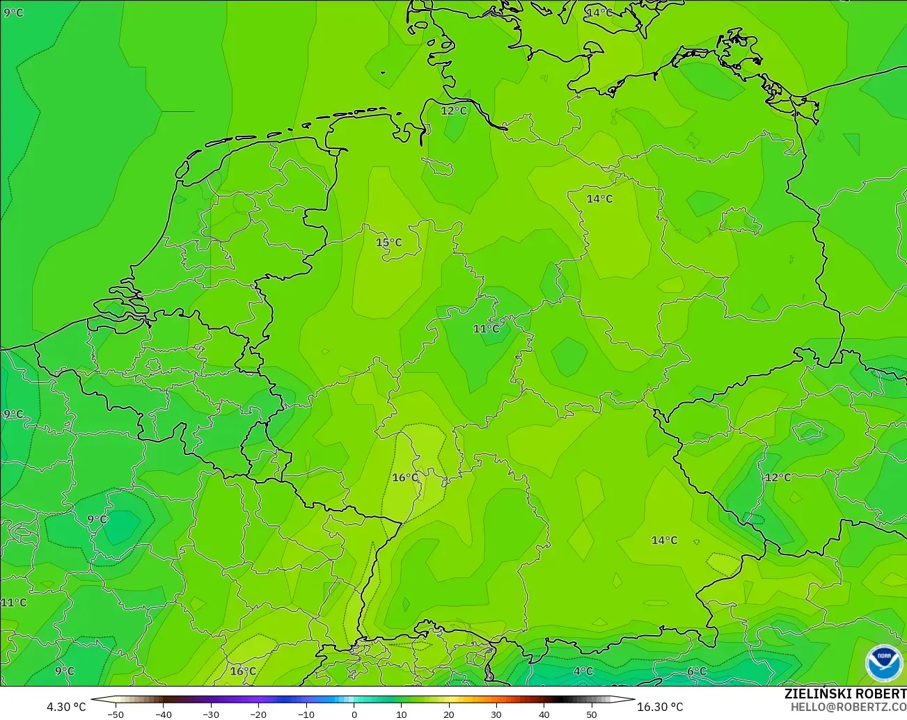 GFS modelo - Germany, Dewpoint at 2m