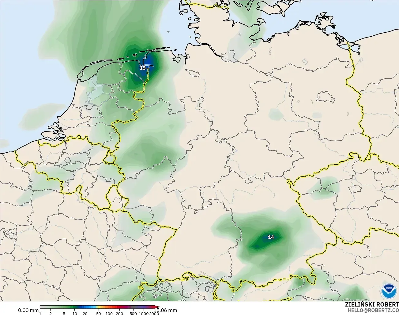 GFS modelo - Germany, Precipitation Accumulation