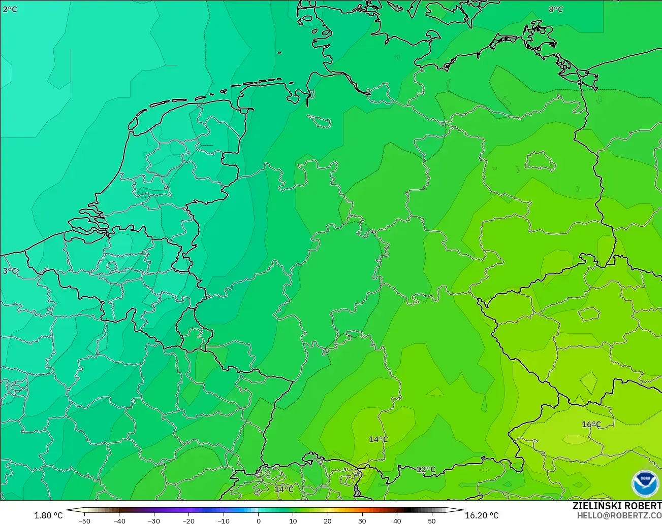 GFS model - Jerman, Suhu 850 hPa