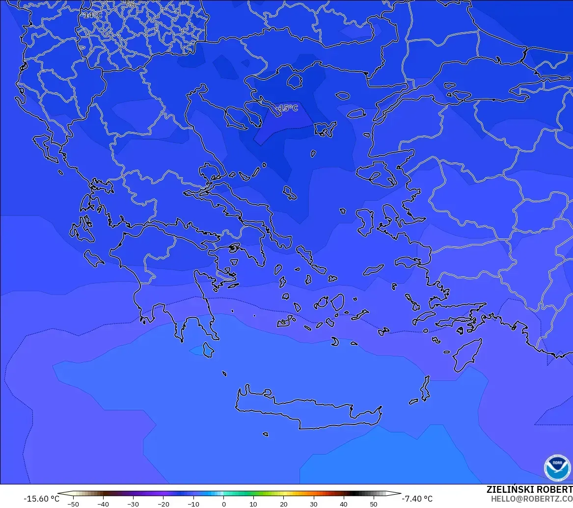 GFS model - Yunani, Suhu 500 hPa