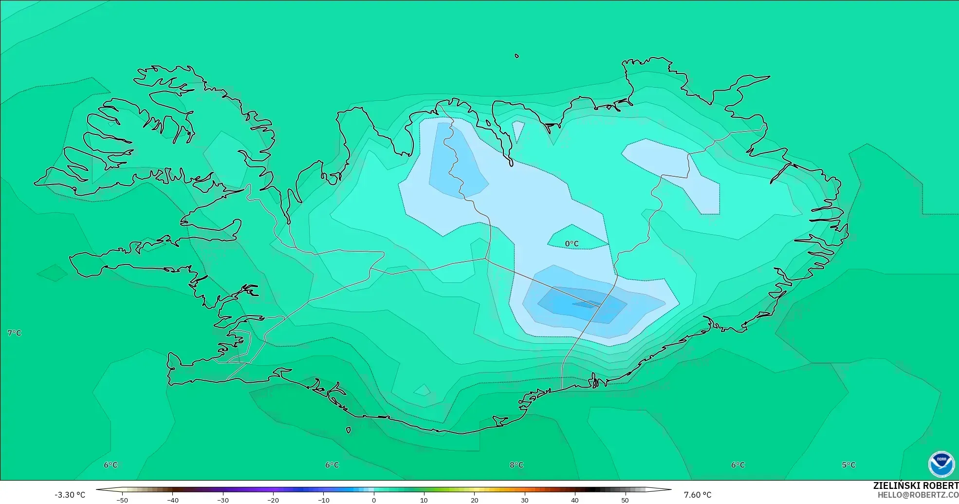GFS model - Islandia, Titik Embun 2 m