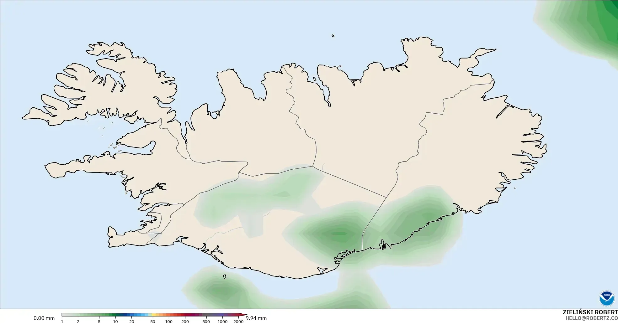 GFS modelo - Iceland, Precipitation Accumulation