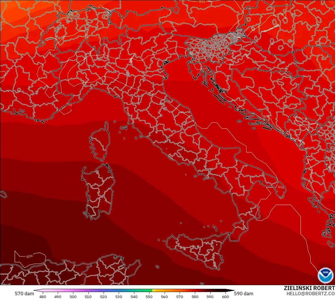 GFS model - Italia, Ketinggian geopotensial pada 500 hPa