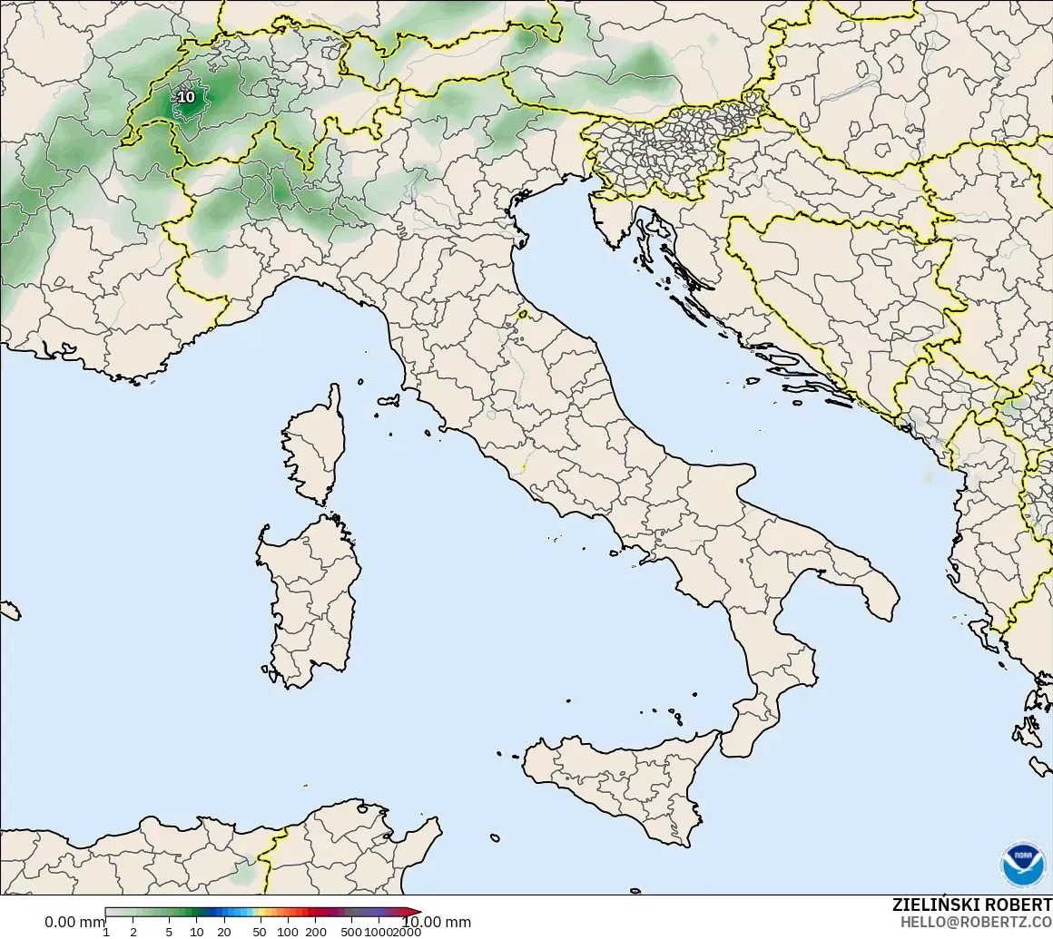GFS modelo - Italy, Precipitation Accumulation