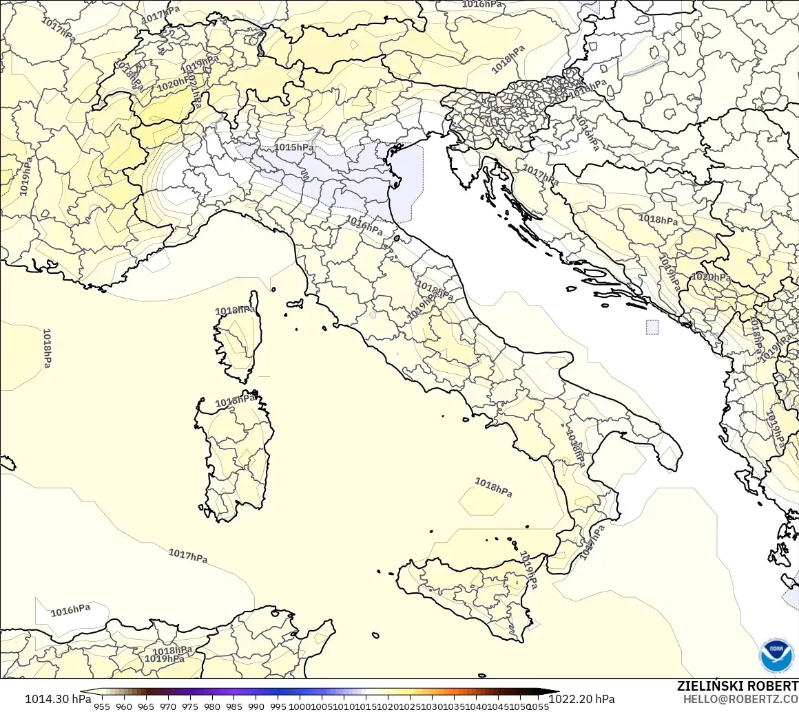GFS model - Italia, Tekanan