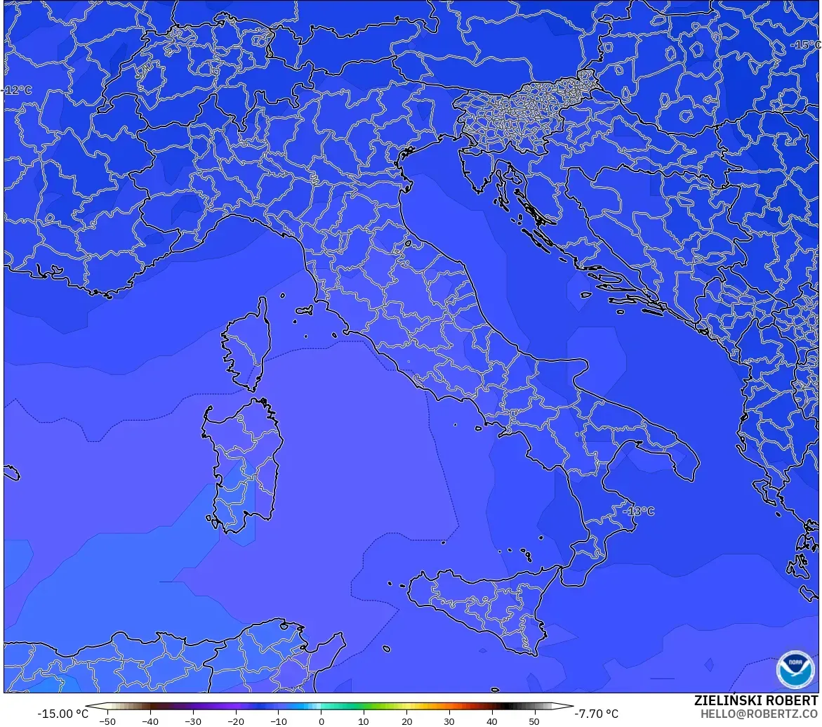 GFS modelo - Italy, Temperature at 500hPa