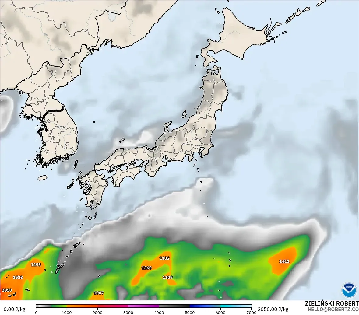 GFS modelo - Japan, CAPE