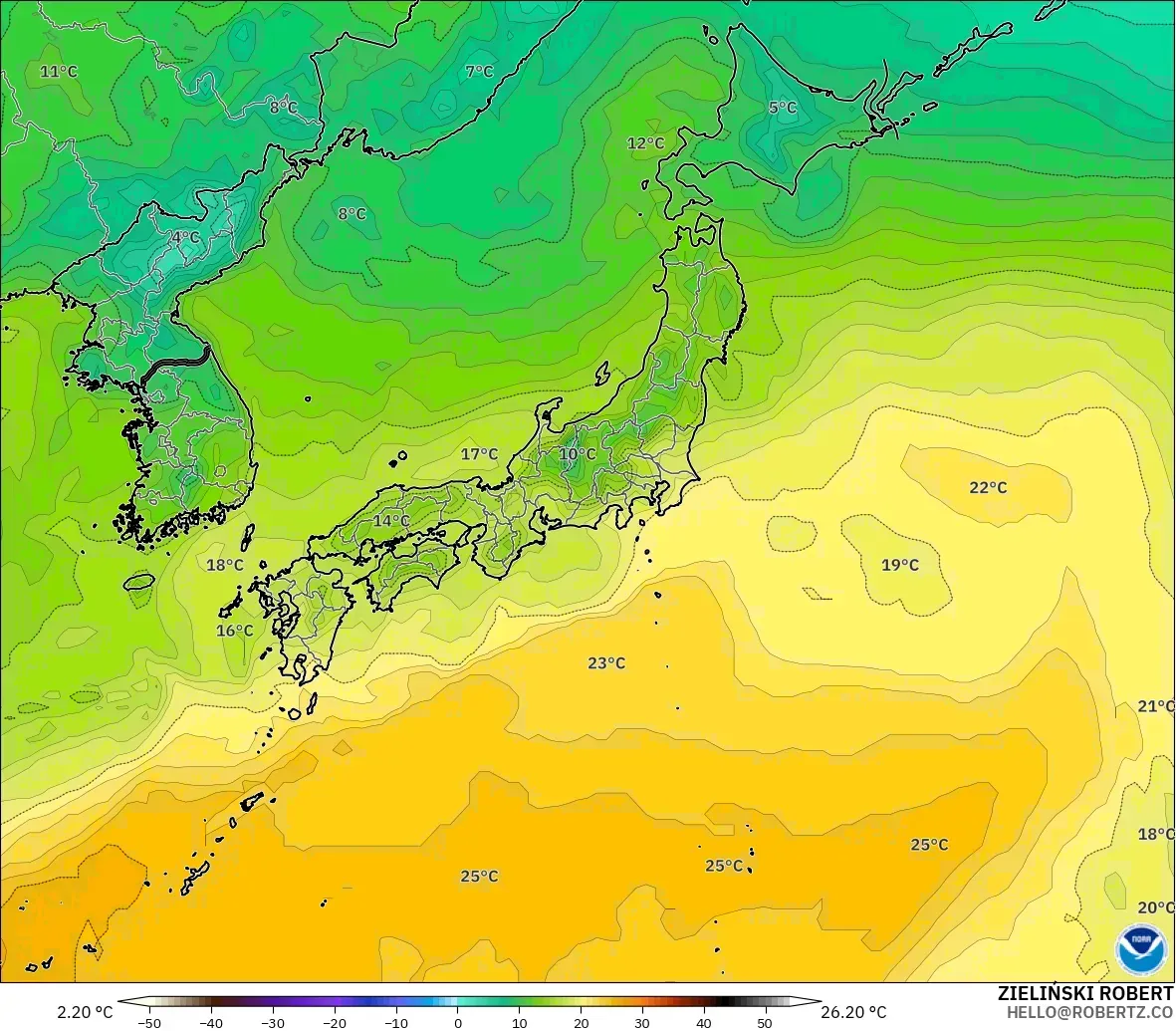 GFS model - Jepang, Titik Embun 2 m
