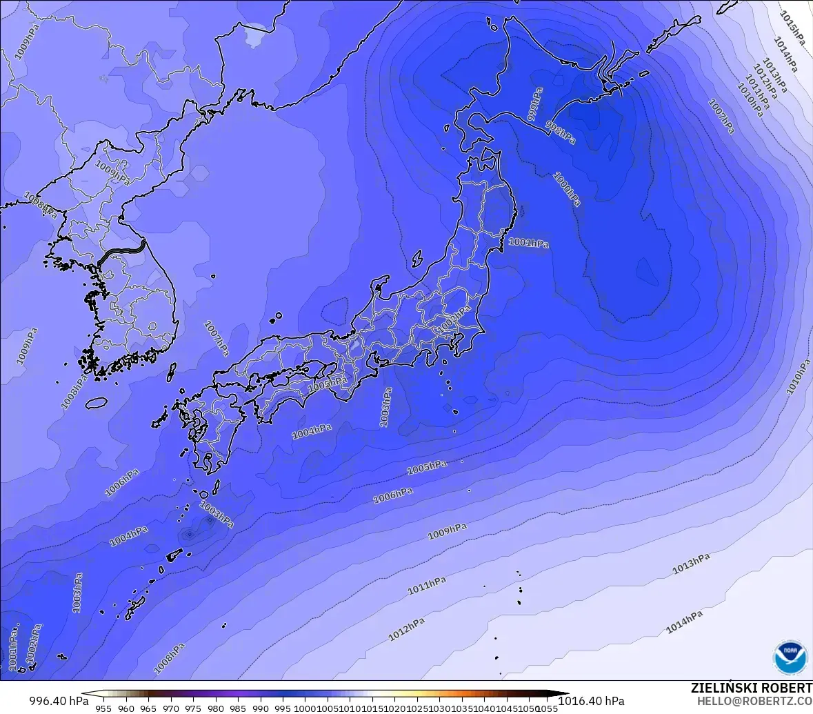 GFS model - Jepang, Tekanan
