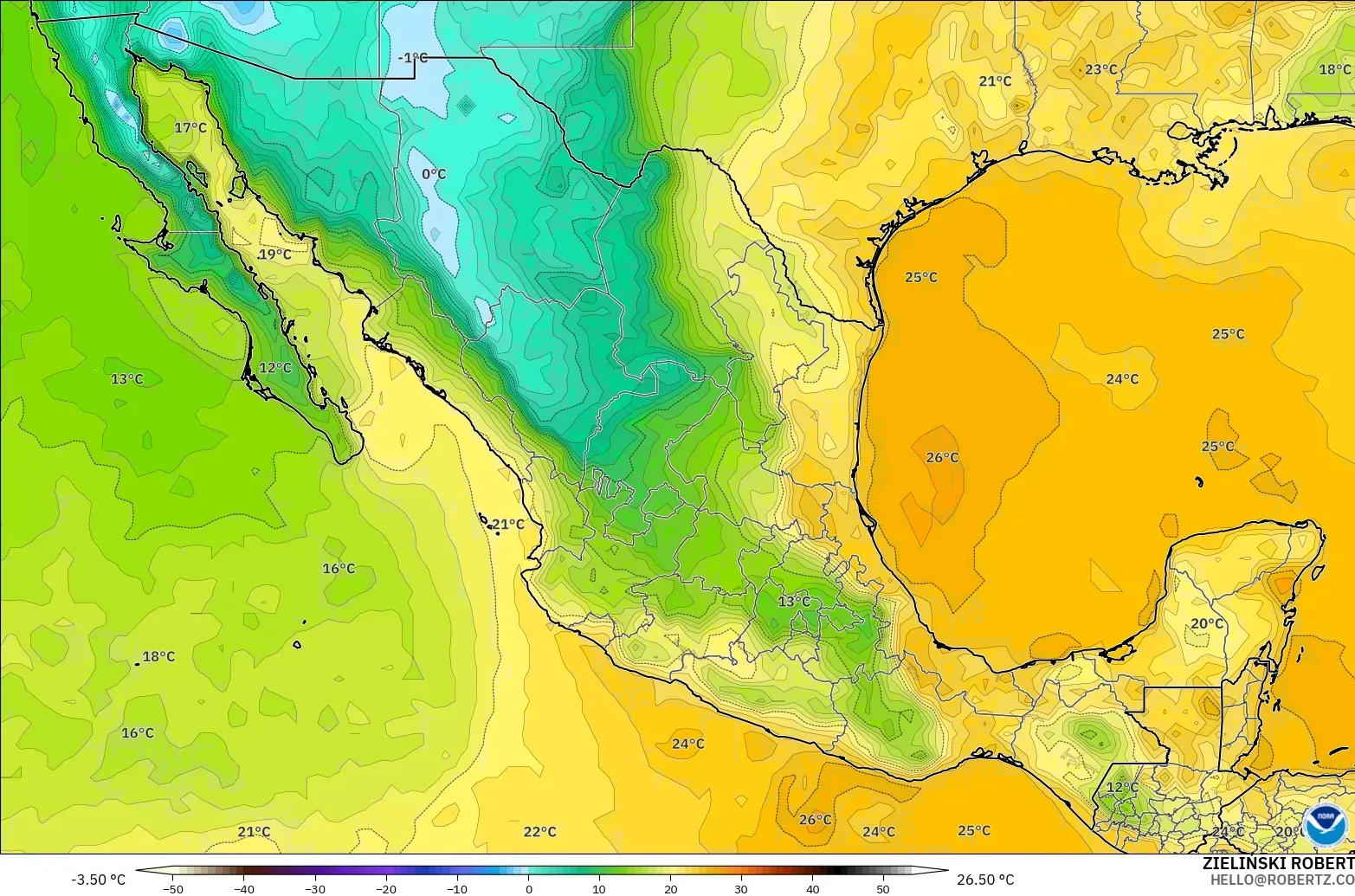 GFS model - Meksiko, Titik Embun 2 m