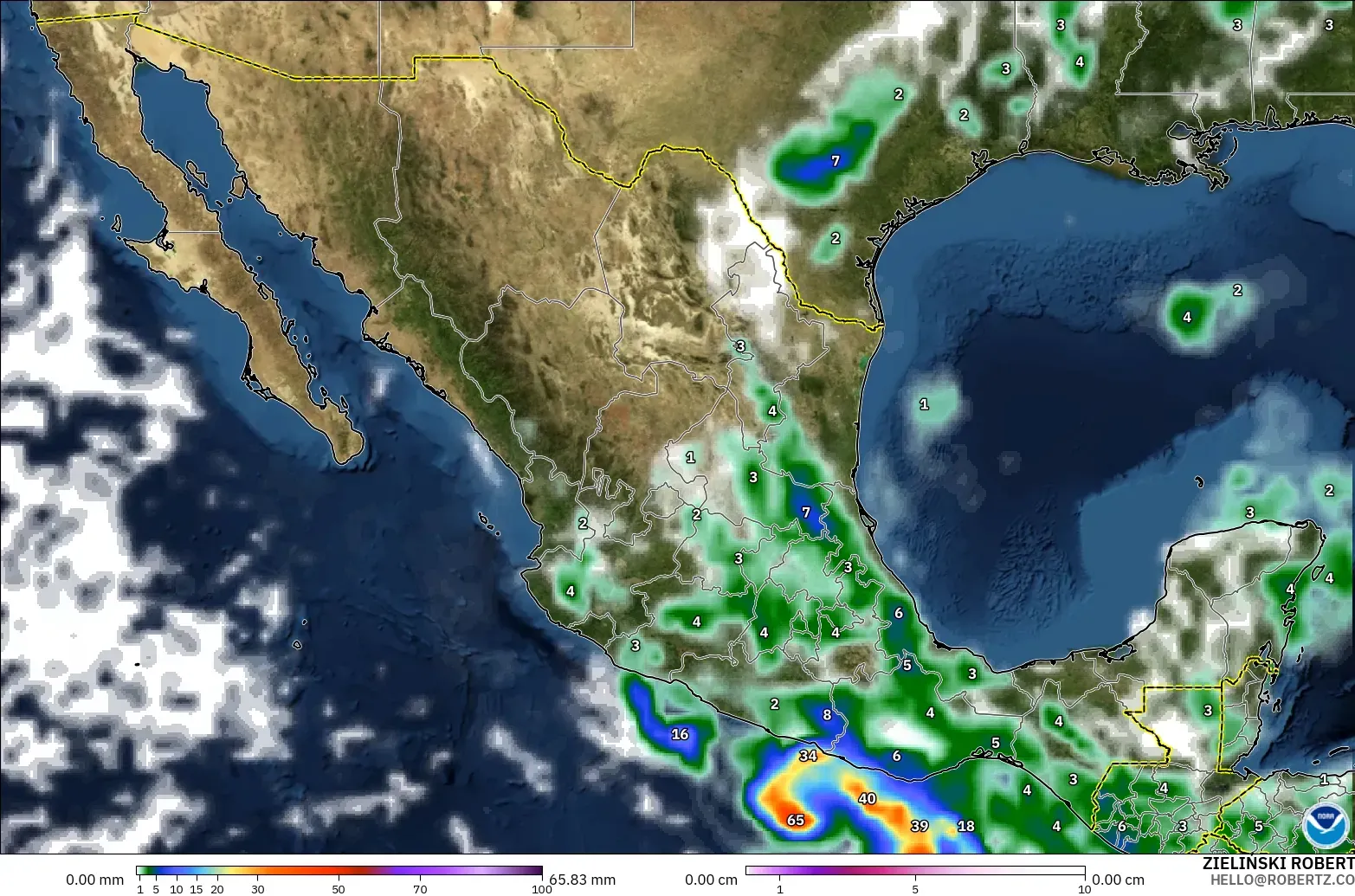 GFS model - Meksiko, Curah Hujan, Awan, dan Tekanan