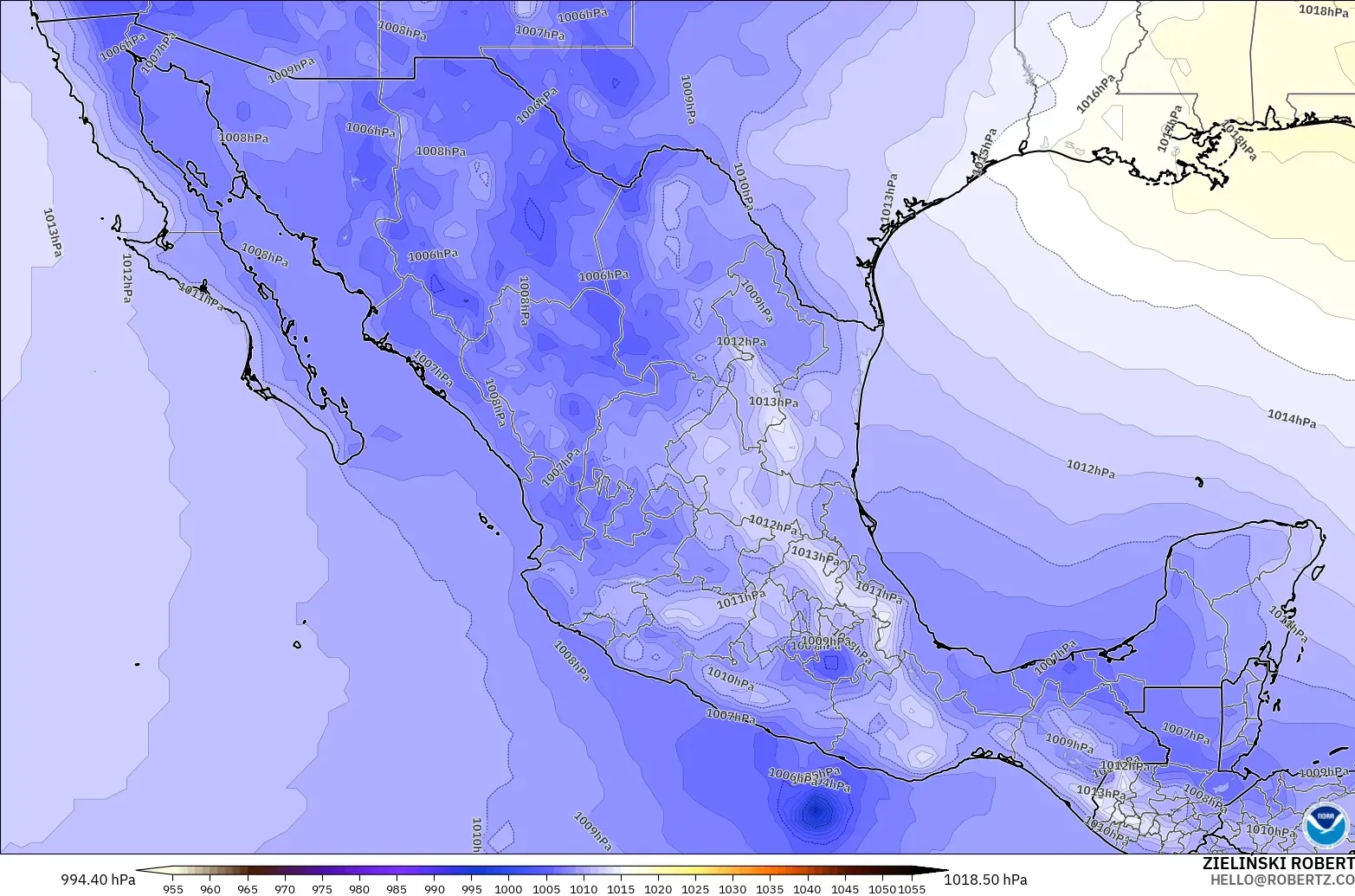 GFS modelo - Mexico, Pressure