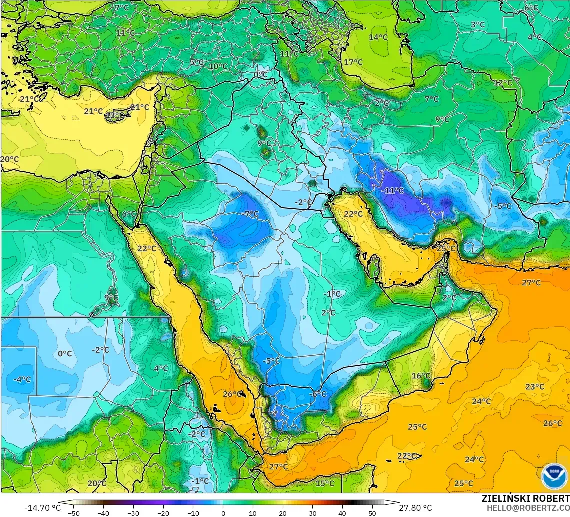 GFS modelo - Middle East, Dewpoint at 2m