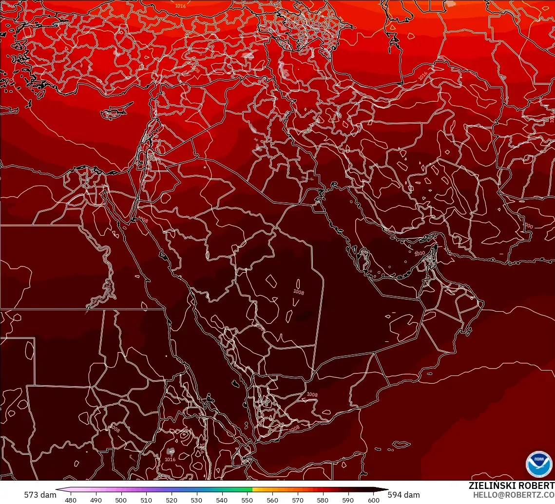 GFS model - Timur Tengah, Ketinggian geopotensial pada 500 hPa